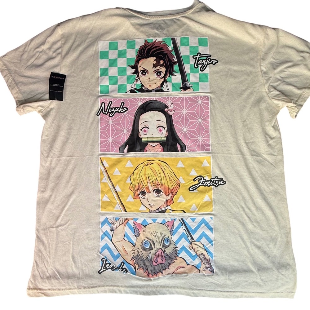 Demon Slayer Kimetsu no Yaiba Aniplex Graphic TShirt Tanjiro Nezuko Cream 2X new